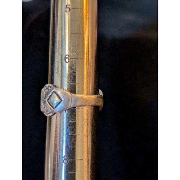 Vintage Signed 925 Sterling Turquoise & MOP Diamond Inlay Band Ring Size 6.75 - Picture 10 of 10